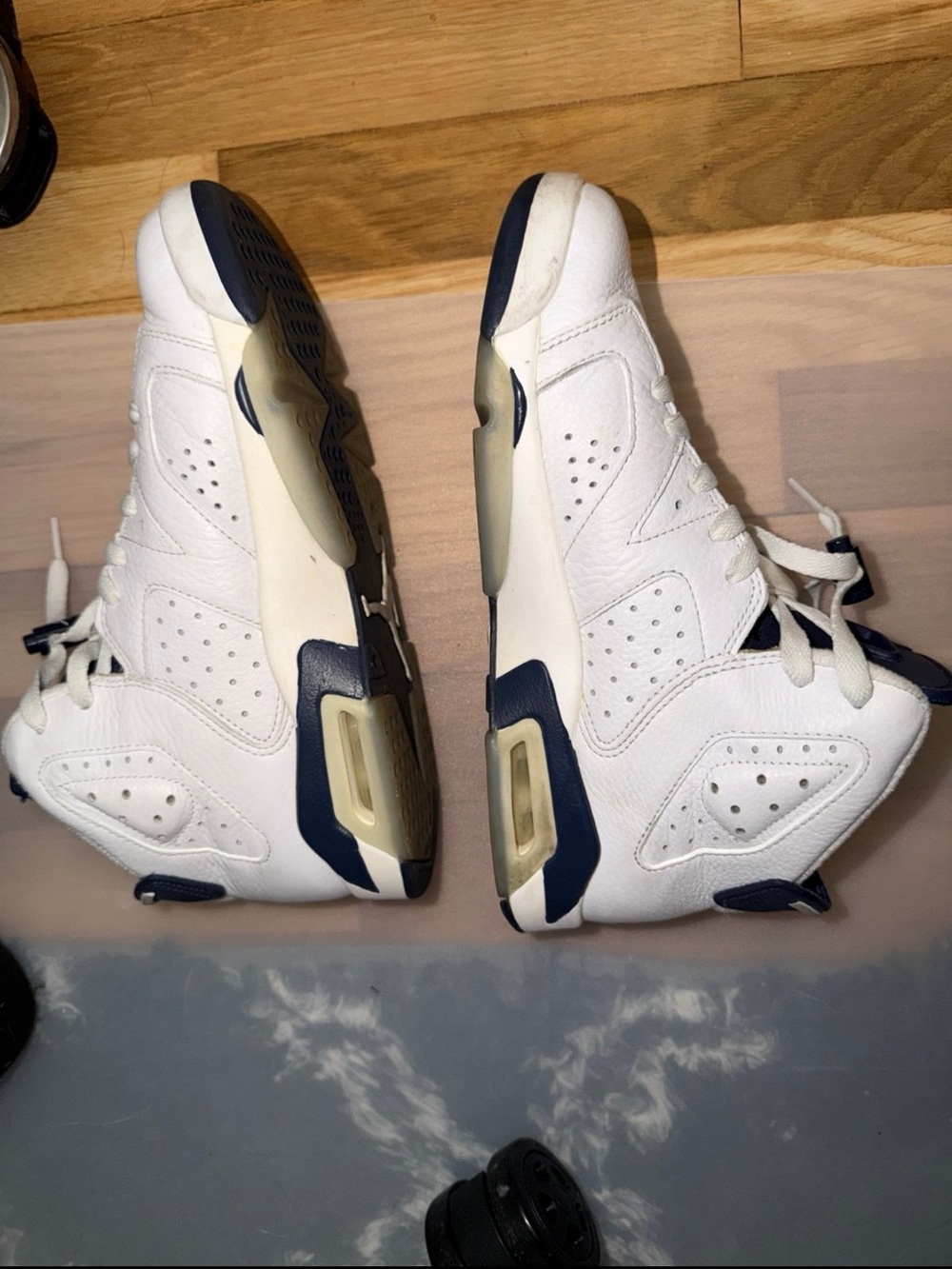 Jordan 6 White and Navy Men's Basketball Sneakers